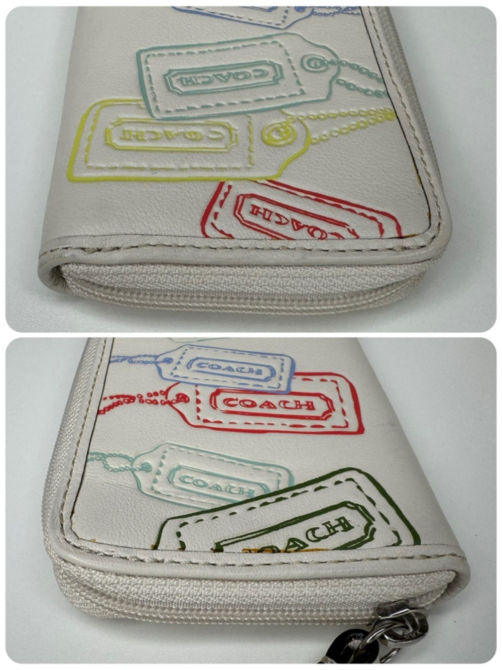 Coach White Leather Multicolor Y2K Hangtag Wallet - Picture 9 of 15